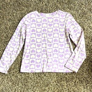 Old Navy Girls’ Heart Patterned Kids Long Sleeve Shirt - Purple and White